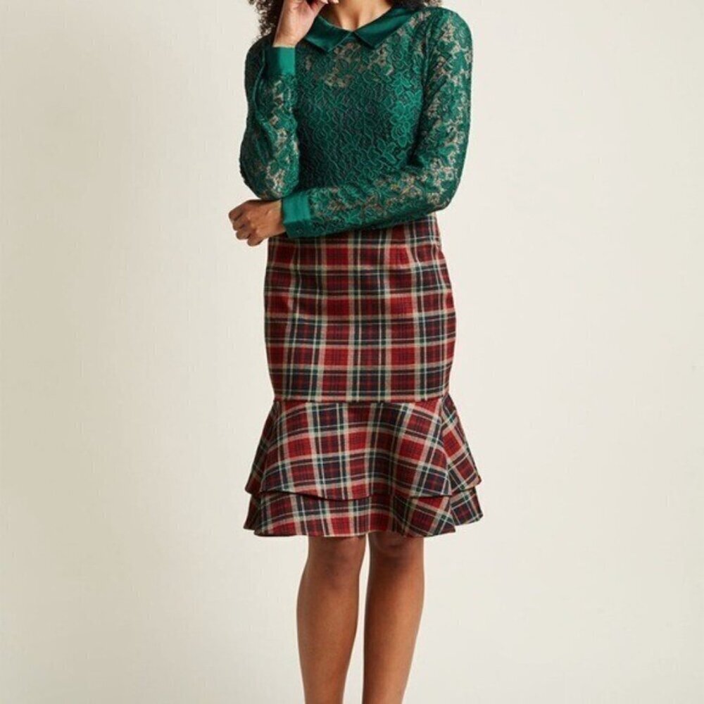 ModCloth Anthropologie women plaid mini skirt women M academia goth y2k retro